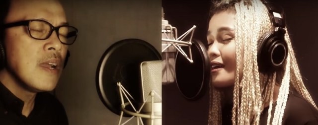 Noel Cabangon and KZ performing the song Kahit Kailan. Screenshot from Universal Records PH YouTube Channel